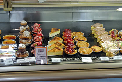 Photo of a pastry cabinet in St Barth